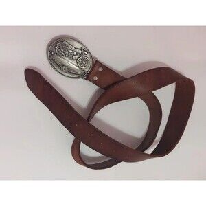 Vintage Nat Nast Originals Leather Biker Belt / Motorcycle Pewter Buckle Size 38